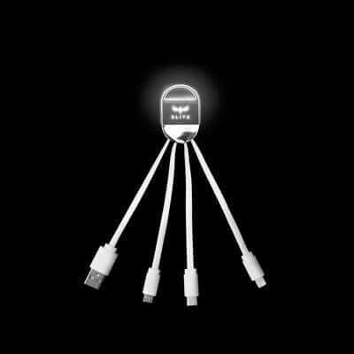 3-in-1 Fast Charging Cable with LED Logo by Corporate Gift Store Singapore