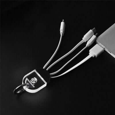 3-in-1 Fast Charging Cable with LED Logo by Corporate Gift Store Singapore