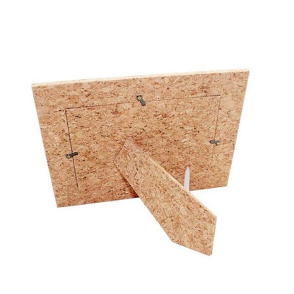 Back view of Eco-friendly Cork Wooden Photo Frame showcasing its lightweight cork design, perfect for corporate gift Singapore.