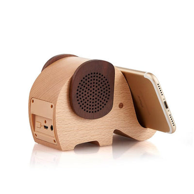 Eco Friendly Wooden Speaker with Phone Holder showcasing stylish design and functionality.