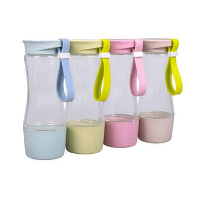 Eco Friendly Wheat Straw Clear Glass Bottle by Corporate Gift Store Singapore