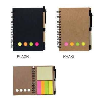 Eco Wire O Notebook with Pen and Post it by Corporate Gift Store Singapore