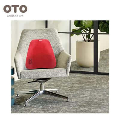 OTO Back Support positioned on a stylish office chair, enhancing comfort and ergonomic support in a modern workspace.