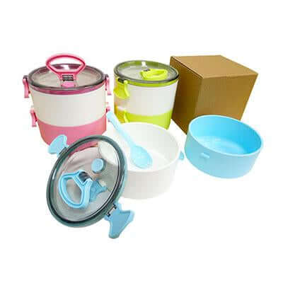 2-Tier Lunch Box with 2-in-1 fork & spoon by Corporate Gift Store Singapore