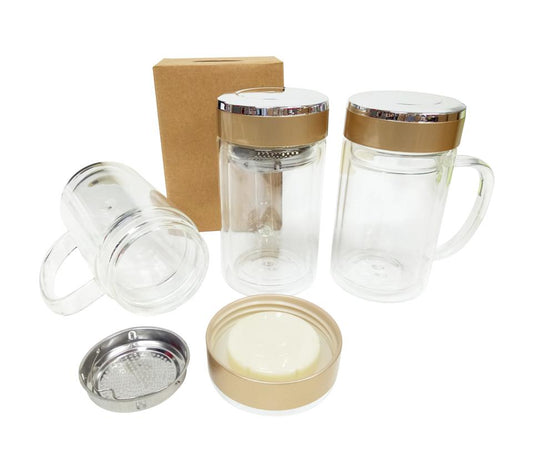 Double Wall Glass Mug with Filter by Corporate Gift Store Singapore