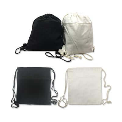 8oz Cotton Canvas Drawstring Bag with Zip Compartment by Corporate Gift Store Singapore