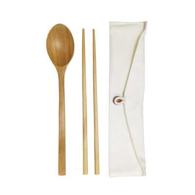 Eco-Friendly Wooden Cutlery in Cotton Pouch by Corporate Gift Store Singapore