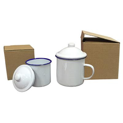 Vintage Design Enamel Mug with Cover by Corporate Gift Store Singapore