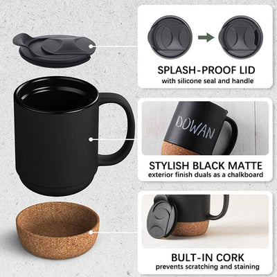 Insulated Splash-Proof Ceramic Coffee Mug with Cork Base | gifts shop