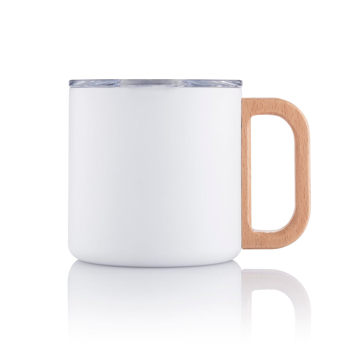 Vacuum Mug With Beech Wood Handle with Lid by Corporate Gift Store Singapore