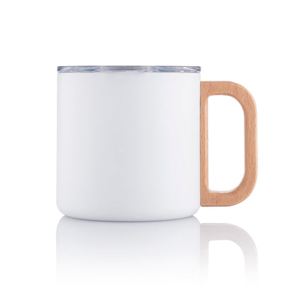 Vacuum Mug With Beech Wood Handle with Lid by Corporate Gift Store Singapore