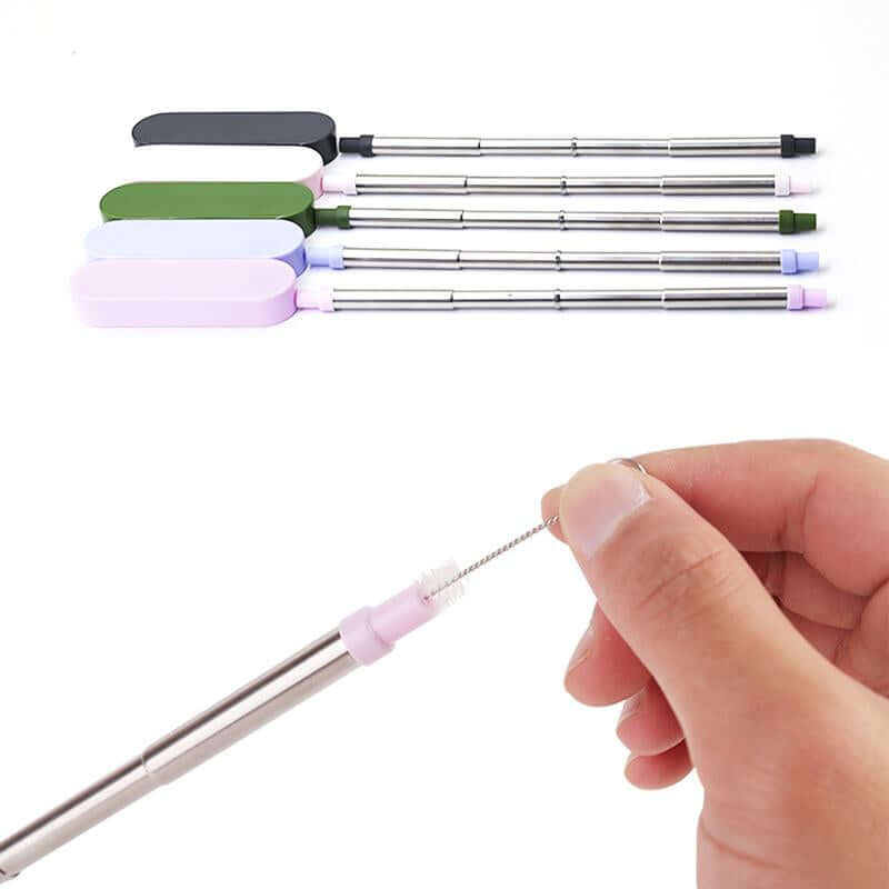 Collapsible Stainless Steel Metal Straw with Brush by Corporate Gift Store Singapore