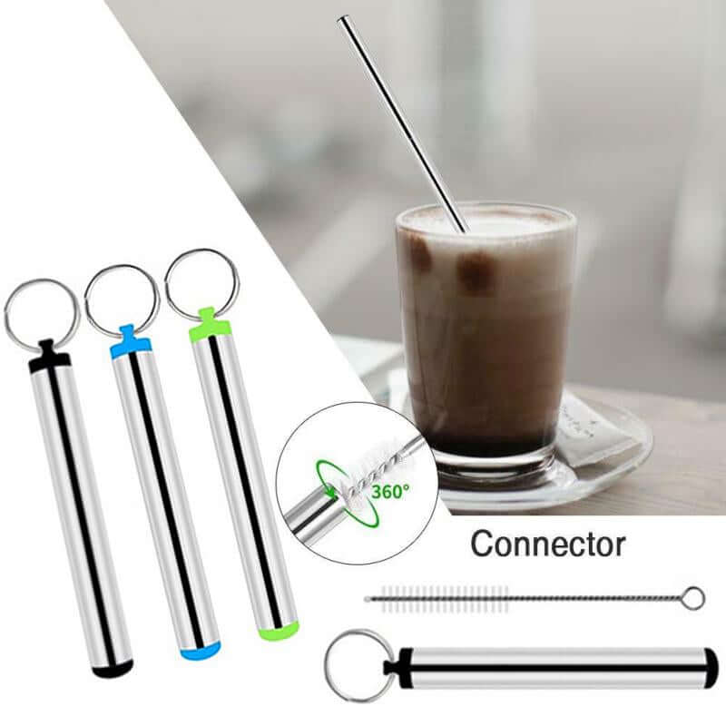 Portable Stainless Steel Eco Friendly Telescopic Traveling Drinking Straw by Corporate Gift Store Singapore