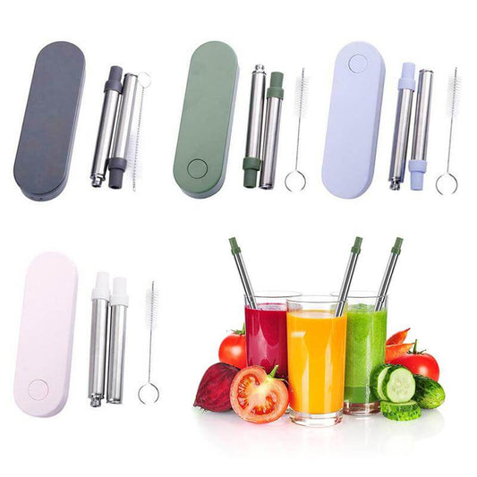 Collapsible Stainless Steel Metal Straw with Brush by Corporate Gift Store Singapore