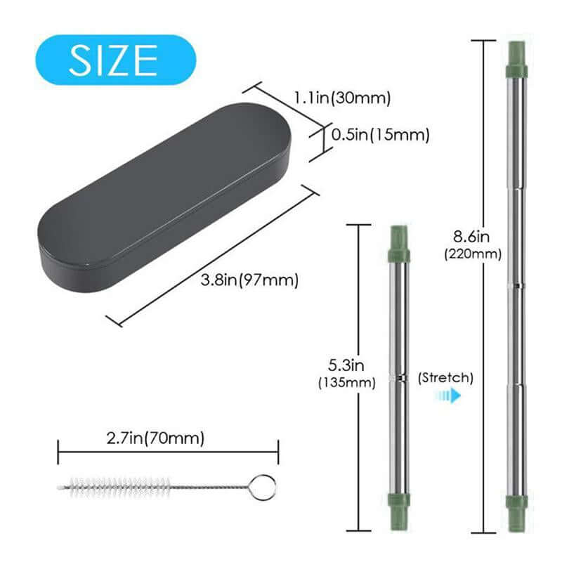 Collapsible Stainless Steel Metal Straw with Brush by Corporate Gift Store Singapore