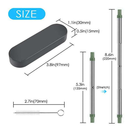 Collapsible Stainless Steel Metal Straw with Brush by Corporate Gift Store Singapore