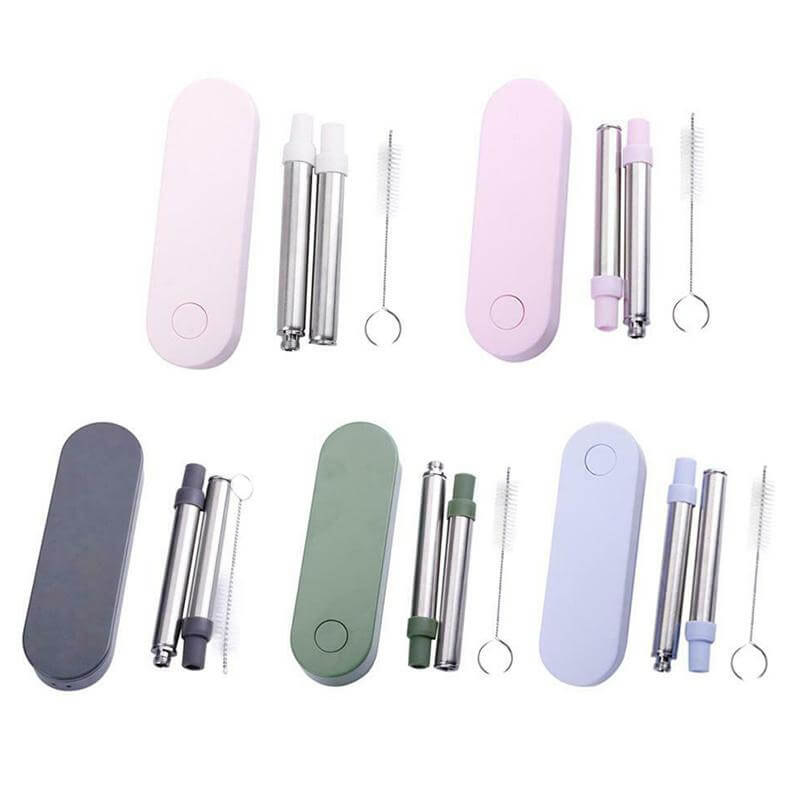 Collapsible Stainless Steel Metal Straw with Brush by Corporate Gift Store Singapore