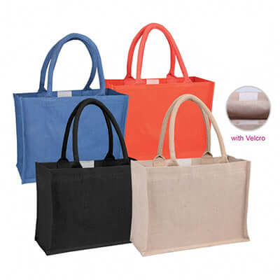Laminated Jute Bag with Velcro by Corporate Gift Store Singapore