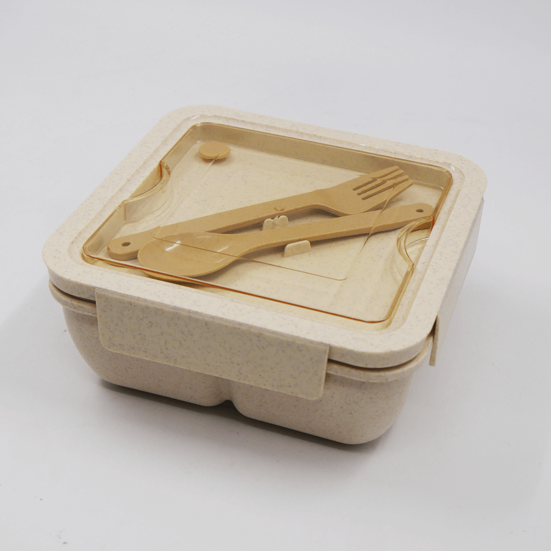 beige Lunchbox with Cutlery Set by Corporate Gift Store Singapore