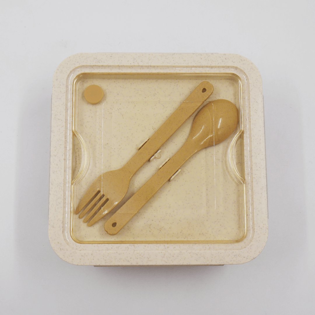 beige Lunchbox with Cutlery Set by Corporate Gift Store Singapore