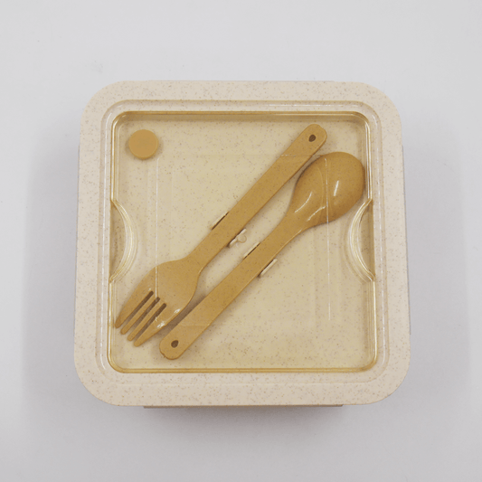 beige Lunchbox with Cutlery Set by Corporate Gift Store Singapore