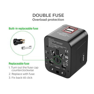 Universal 2 Port USB Travel Adaptor by Corporate Gift Store Singapore