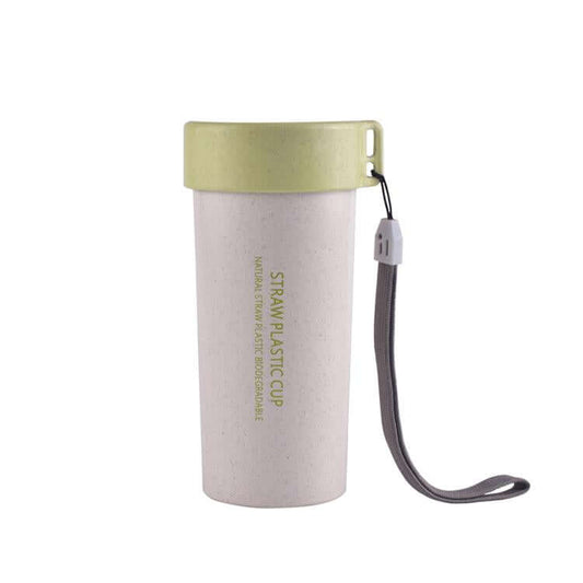 Wheat Straw Water Bottle with Lid and Strap by Corporate Gift Store Singapore