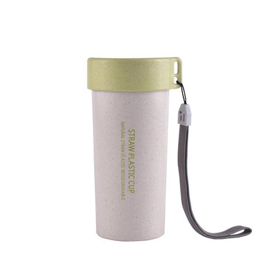 Wheat Straw Water Bottle with Lid and Strap | gifts shop