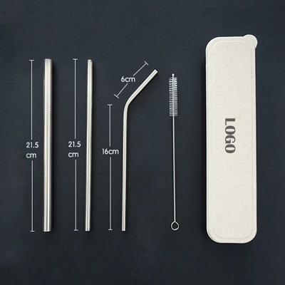 4-in-1 Silver Stainless Steel Drinking Straw Gifts Set by Corporate Gift Store Singapore