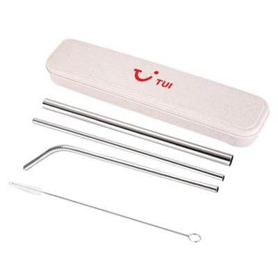4-in-1 Silver Stainless Steel Drinking Straw Gifts Set by Corporate Gift Store Singapore