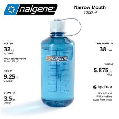 Nalgene 32oz BPA Free Narrow Mouth Water Bottle (1,000ml) by Corporate Gift Store Singapore