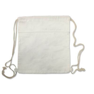 Cotton Canvas Drawstring Bag with Zip Compartment | gifts shop