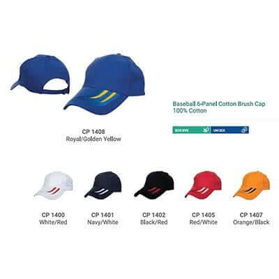 Sporty Cotton Baseball Cap 6 Panel by Corporate Gift Store Singapore