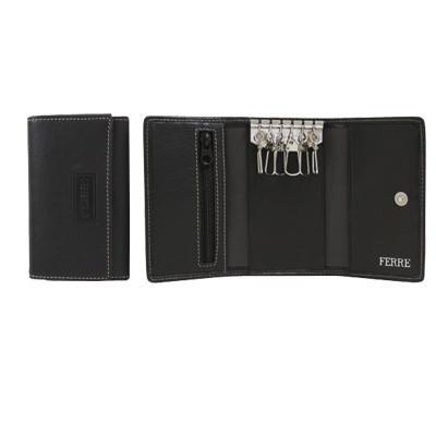 Ferre Leather Keyholder with Beige Stitching by Corporate Gift Store Singapore
