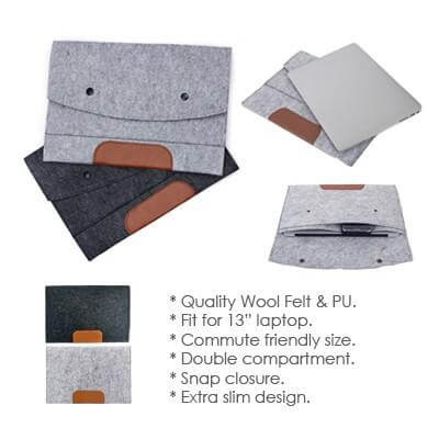 13'' Felt and PU Leather Ipad Tablet Sleeve by Corporate Gift Store Singapore