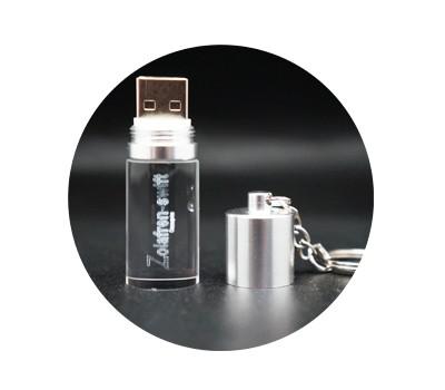 Cylinder Crystal USB Drive with Key Chain by Corporate Gift Store Singapore