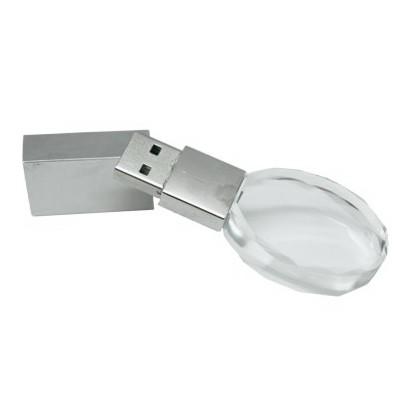 Oval 3D Crystal LED USB Flash Drive by Corporate Gift Store Singapore