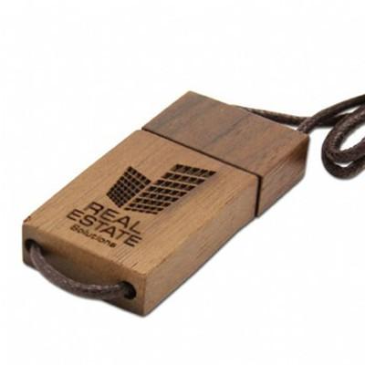 Wooden USB Flash Drive With Sliding Cord Lanyard | gifts shop