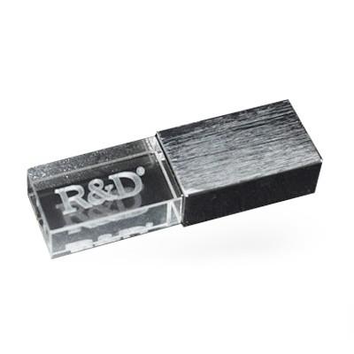 Brushed Metal Crystal USB Drive with LED Light by Corporate Gift Store Singapore