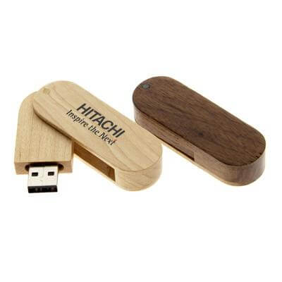 Swivel Wooden USB Flash Drive by Corporate Gift Store Singapore