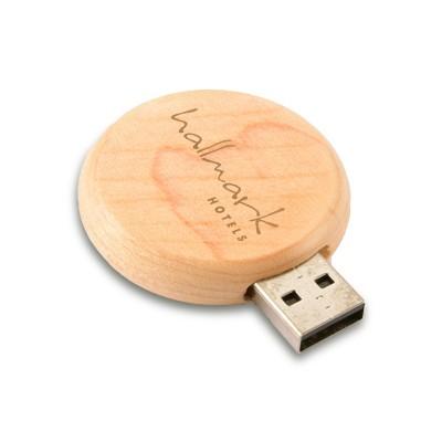 Wooden Round USB Flash Drive by Corporate Gift Store Singapore