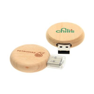 Wooden Round USB Flash Drive by Corporate Gift Store Singapore