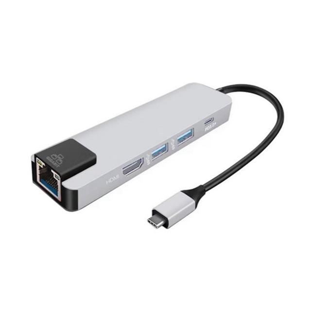 5 In 1 Type C Adapter With Ethernet Corporate Gift - GiftStore.sg