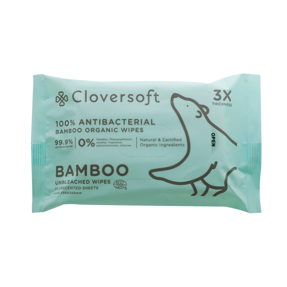 15 Sheets Unbleached Bamboo Organic Antibacterial Wipes by Corporate Gift Store Singapore