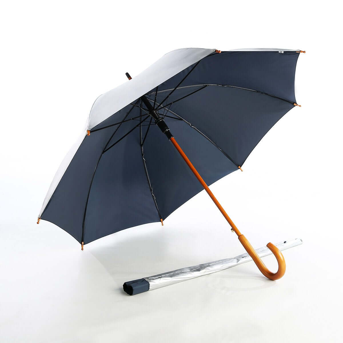24'' Auto Open Umbrella with Wooden Handle by Corporate Gift Store Singapore