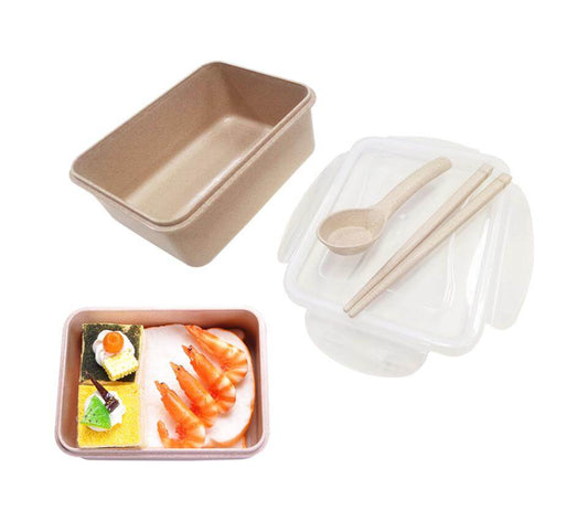 Straw Wheat Lunch Box (No Dividers) by Corporate Gift Store Singapore