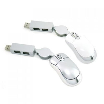 Retractable Mouse with 2 Port Hub | gifts shop