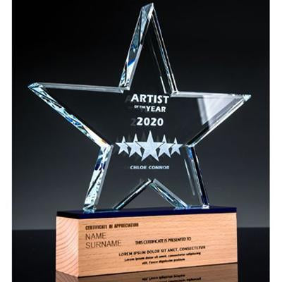 Star Wooden Crystal Awards by Corporate Gift Store Singapore
