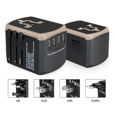 Travel Adapter with 4 USB Port by Corporate Gift Store Singapore