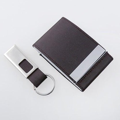 Voyaran Double Side Name Card Holder With Keychain by Corporate Gift Store Singapore